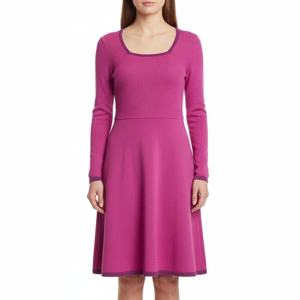NWT Sabié Pink Knit Long Sleeve Fit & Flare Sweater Dress‎ – Size L